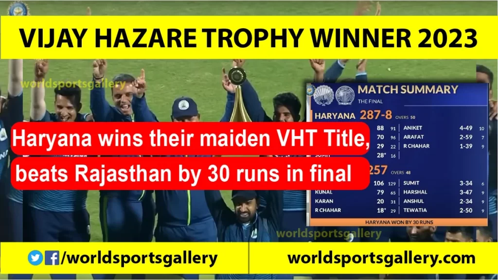 Vijay Hazare Trophy 2023 Winner